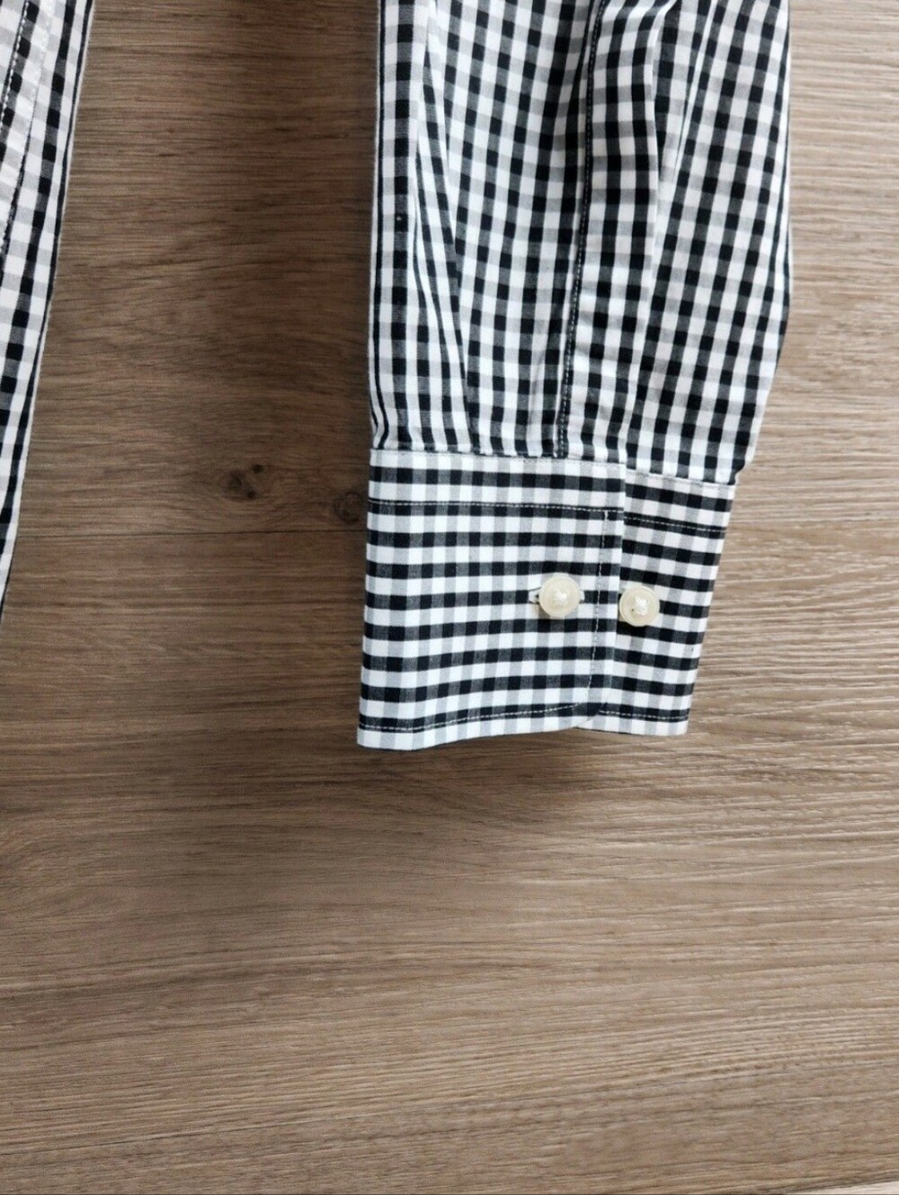 Boss Dress Shirt Mens 16 Black White Long Sleeve Button Up Check Sharp Fit - Picture 4 of 8
